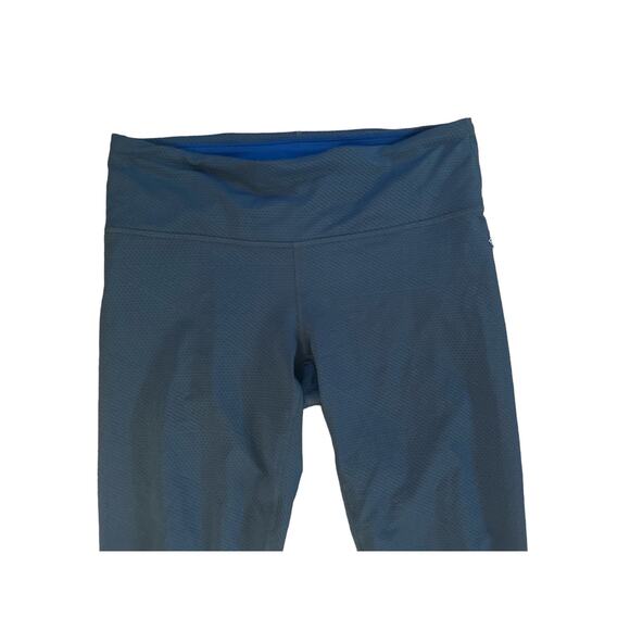 Women M PrAna Blue Leggings Cropped Pants Yoga Capri Textured Stretch Athletic - Picture 2 of 5